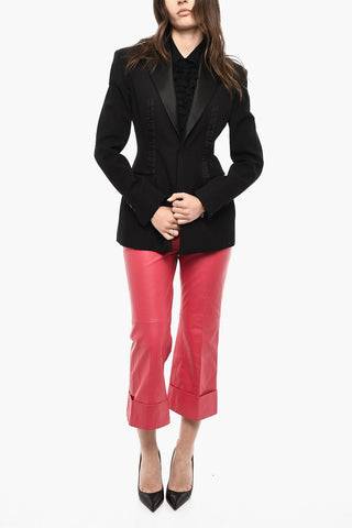 Virgin-Wool Single-Button Jacket with Silk Details