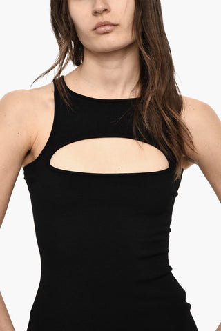 Fitted Solid-Color Dress with Cut-Out Details