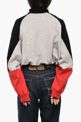 Half Zip Cotton Sweatshirt with Patches