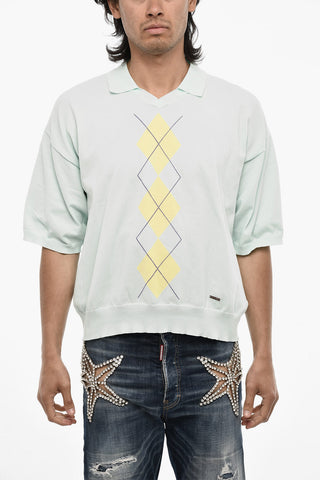 Short Sleeve Sweater with Polo Neck