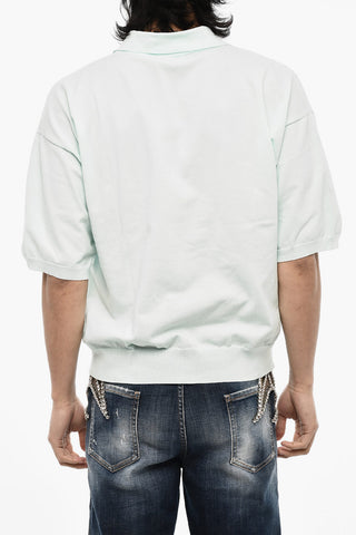 Short Sleeve Sweater with Polo Neck