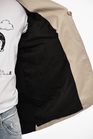 Blazer a 3 Bottoni In Misto Lana con Zip e Tasche ad Aletta