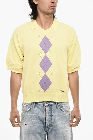 Short Sleeve Sweater with Polo Neck
