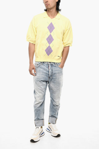 Short Sleeve Sweater with Polo Neck