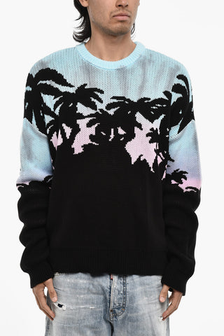Tricolor Cotton Crew-neck Sweater