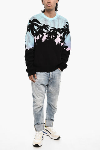 Tricolor Cotton Crew-neck Sweater