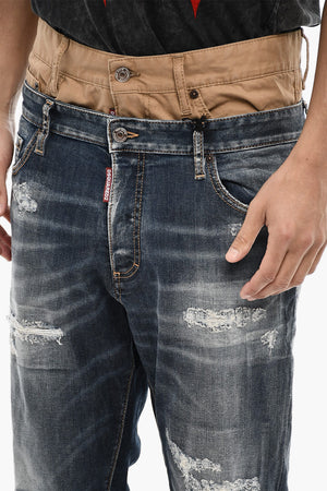Distressed Jeans with Double Fabric