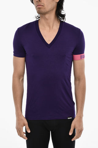 T-shirt Scollo a V Underwear Elasticcizzata