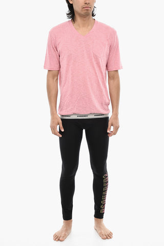 Cotton Underwear T-shirt with V-Neck and Breast Pocket