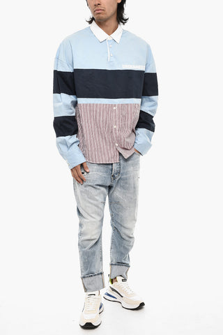 3 Button Casual Shirt with Striped Hem