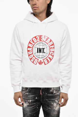 Baumwoll-Hoodie mit Kontrastdruck
