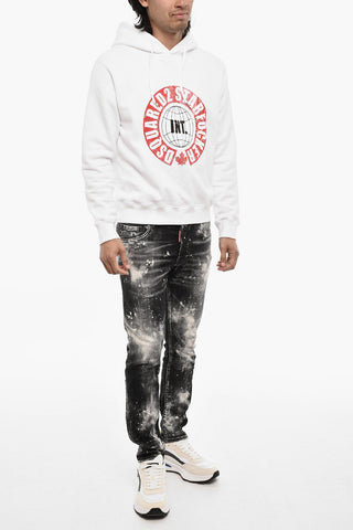 Baumwoll-Hoodie mit Kontrastdruck