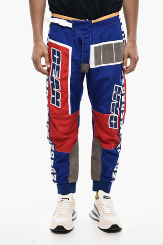 Baggy Fit Two-Tone Pants with Embossed Details and Ankle Zip