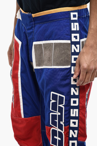 Baggy Fit Two-Tone Pants with Embossed Details and Ankle Zip