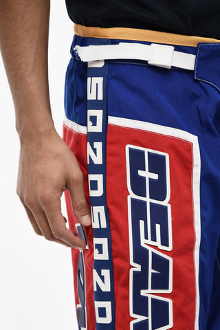 Baggy Fit Two-Tone Pants with Embossed Details and Ankle Zip