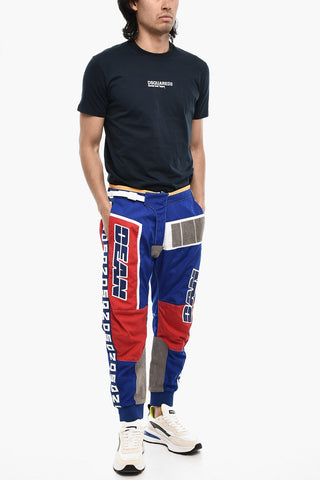 Baggy Fit Two-Tone Pants with Embossed Details and Ankle Zip