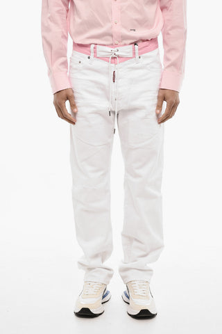 Jeans Distressed a Lavaggio Chiaro con Lacci