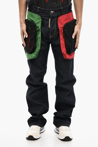 Jeans Tricolore con Maxi Tasche 