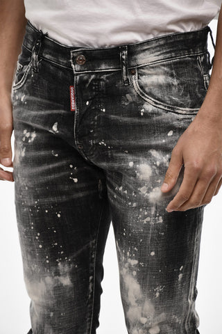 Jeans a Lavaggio Scuro Effetto Acid Wash