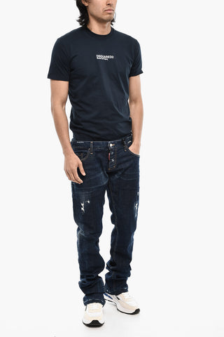 Jeans Distressed SHAMPEI Con Cuciture a Vista