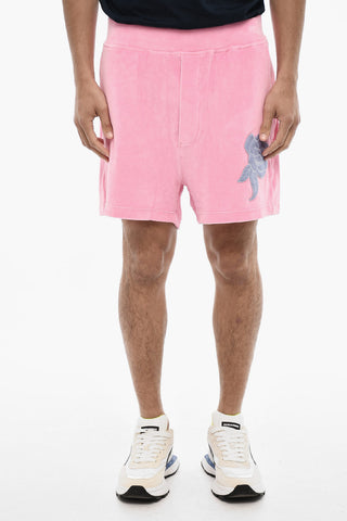 Chenille Shorts with Rose Embroidery