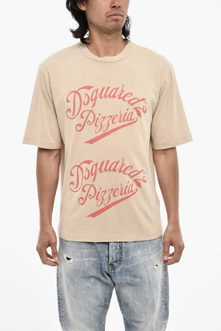 T-shirt Girocollo Stampata in Cotone