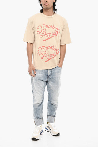 T-shirt Girocollo Stampata in Cotone