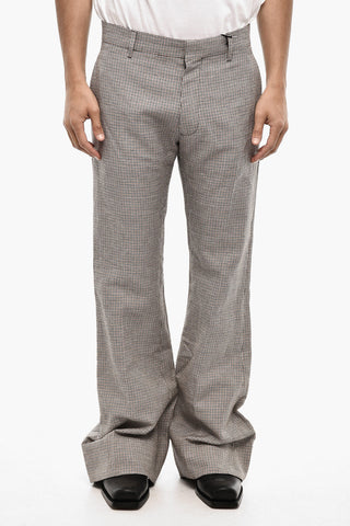 houndstooth Linen And Cotton Casual Pants