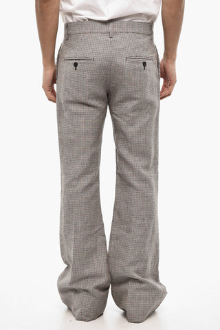 houndstooth Linen And Cotton Casual Pants
