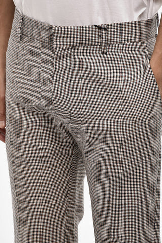 houndstooth Linen And Cotton Casual Pants