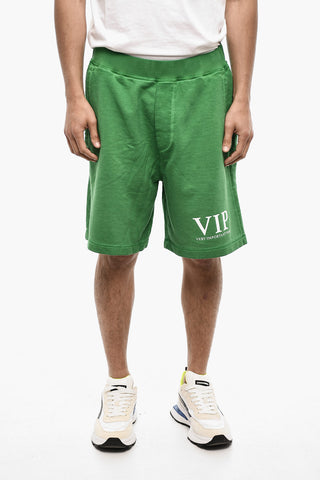 Cotton Shorts with Hem Print