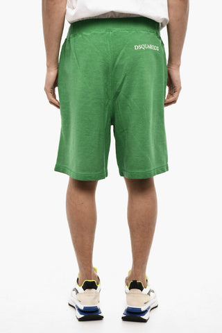 Cotton Shorts with Hem Print
