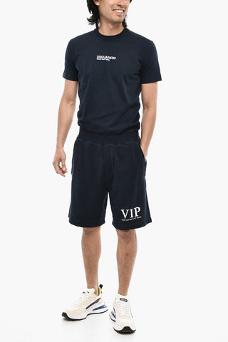 Cotton Shorts with Hem Print