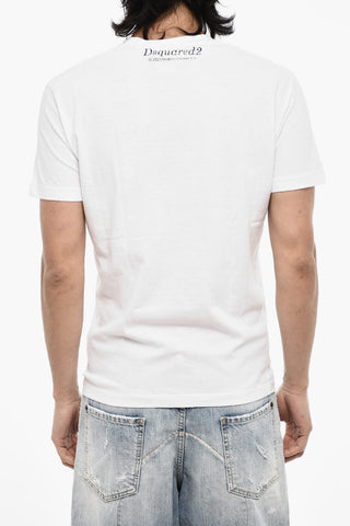 Cotton Crew-neck T-shirt with Embossed Print