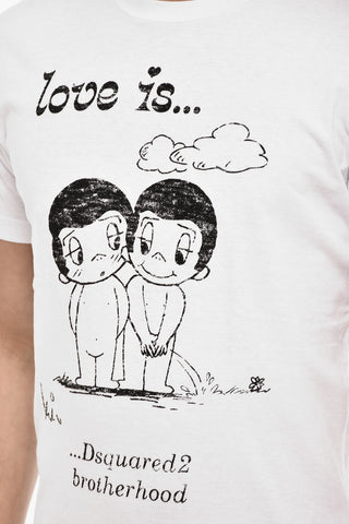 Cotton Crew-neck T-shirt with Embossed Print