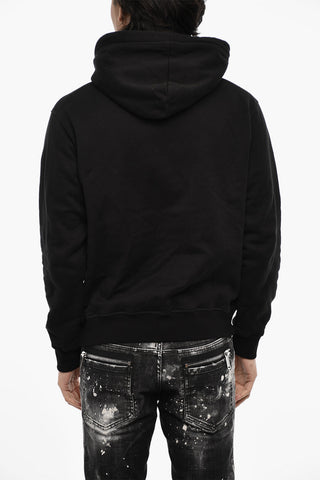 Cotton Hooded Sweatshirt with Maxi Print