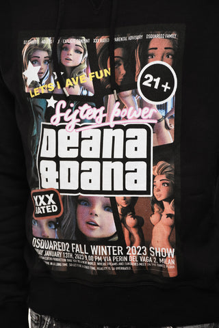 Cotton Hooded Sweatshirt with Maxi Print