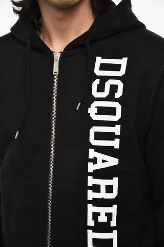 Cotton Sweatshirt with Zip Closure and Side Logo