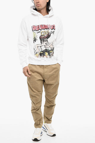 Fleeced-Cotton Crew-Neck Sweatshirt with Print
