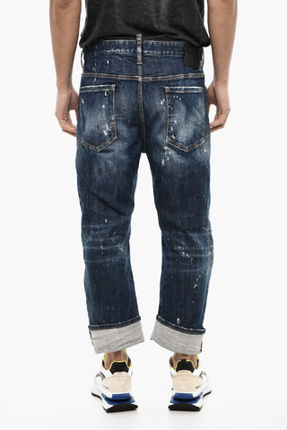 Distressed Jeans with Leather Patches