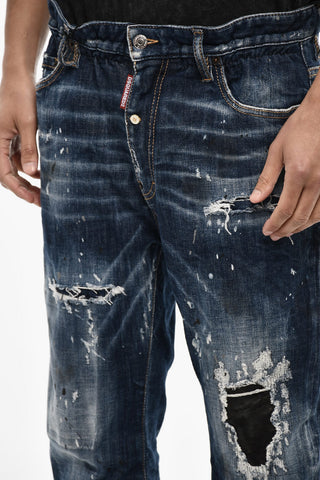 Distressed Jeans with Leather Patches