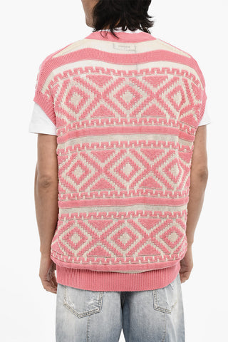 Sleeveless Bicolour V-Neck Cardigan