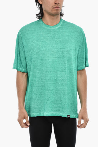 Acid Wash Effect Underwear Crew-neck T-shirt