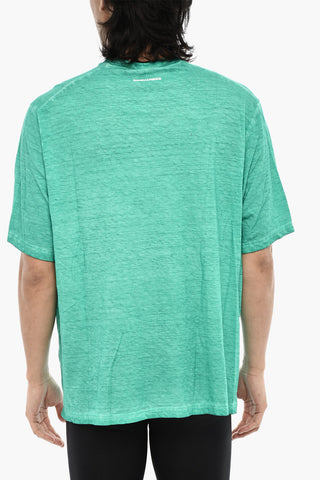 Acid Wash Effect Underwear Crew-neck T-shirt