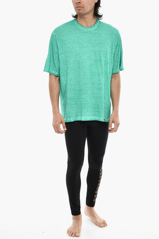 Acid Wash Effect Underwear Crew-neck T-shirt