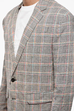 Blazer 2 Bottoni Distich Check Con Tasche ad Aletta