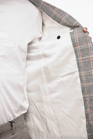 Two-Button Blazer Distich Check with Flap Pockets