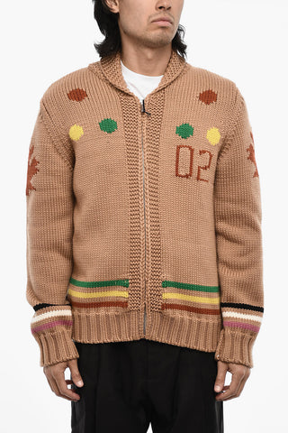 Maxi Maglia Ricamata Con Cappuccio E Chiusura Zip