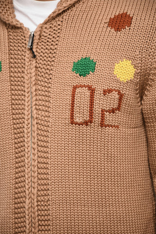 Maxi Maglia Ricamata Con Cappuccio E Chiusura Zip