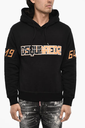 Felpa Hoodie in Cotone con Logo in Rilievo